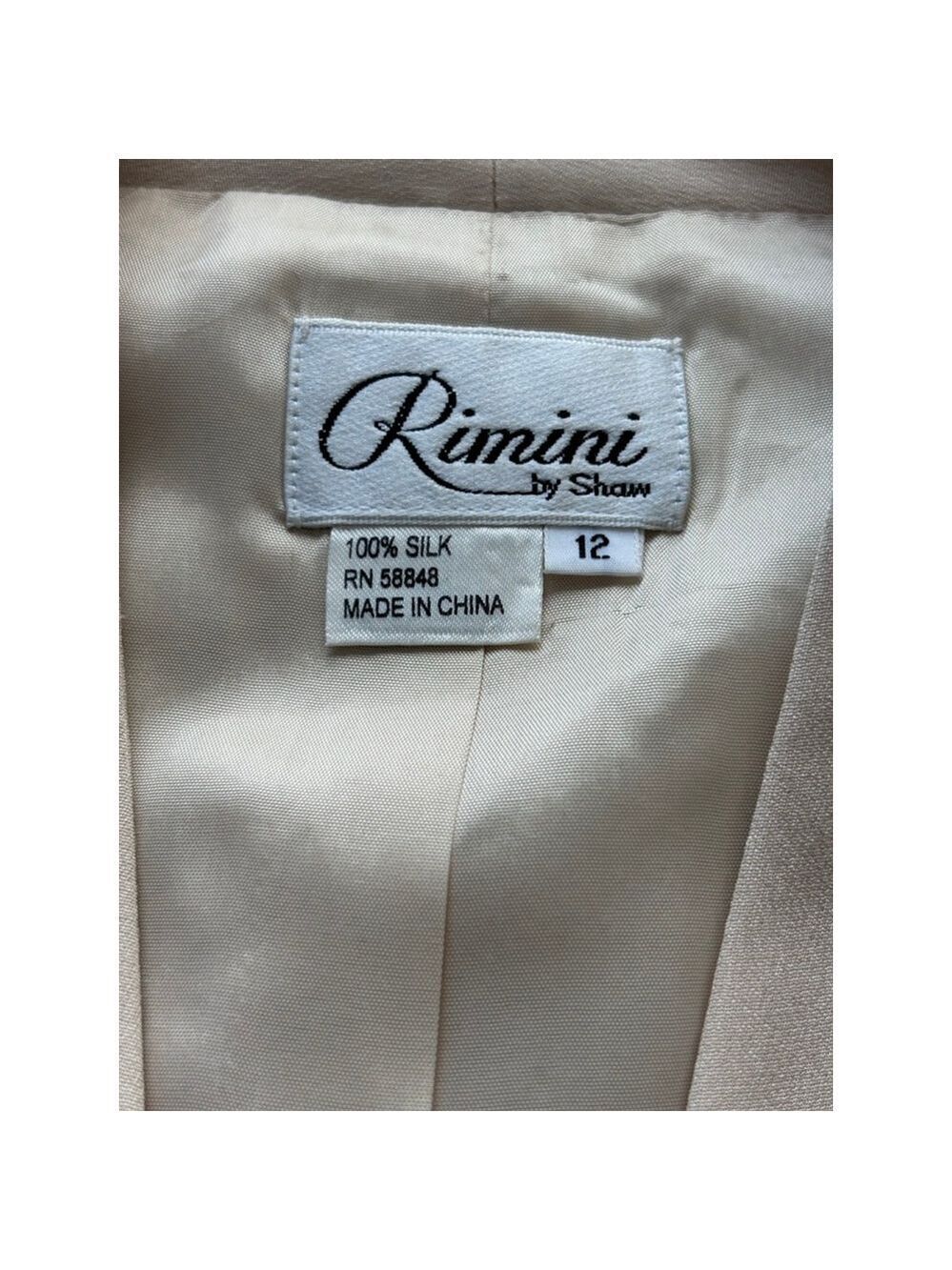 Rimini by Shaw Beige Silk Beaded Jacket & Skirt Set Size 12 - Picture 8 of 13